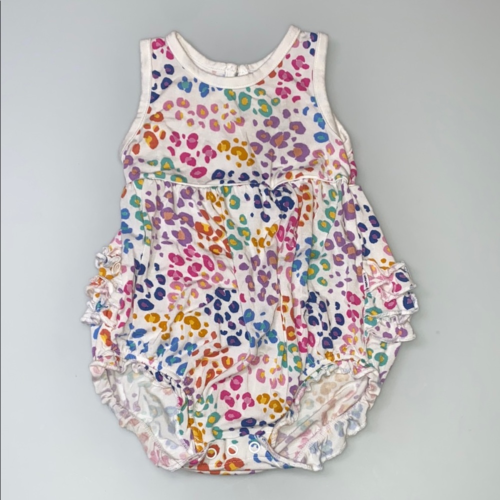 Little sleepies Play Rainbow Cheetah Bubble Romper 3-6M